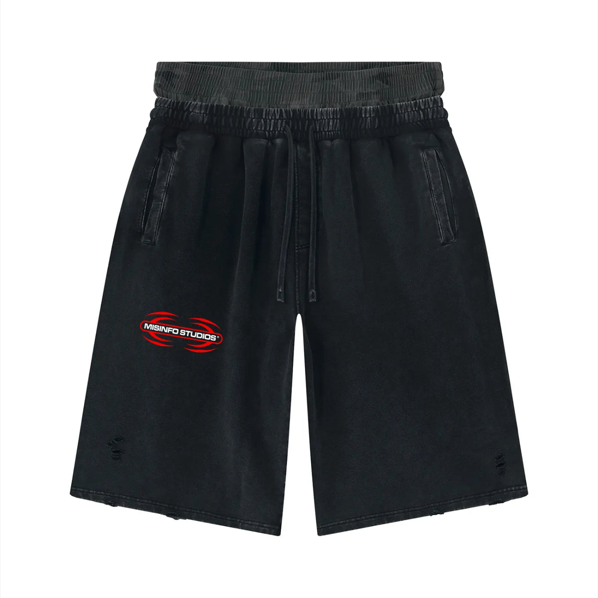 MISINFO DISTRESSED TRACKSHORTS
